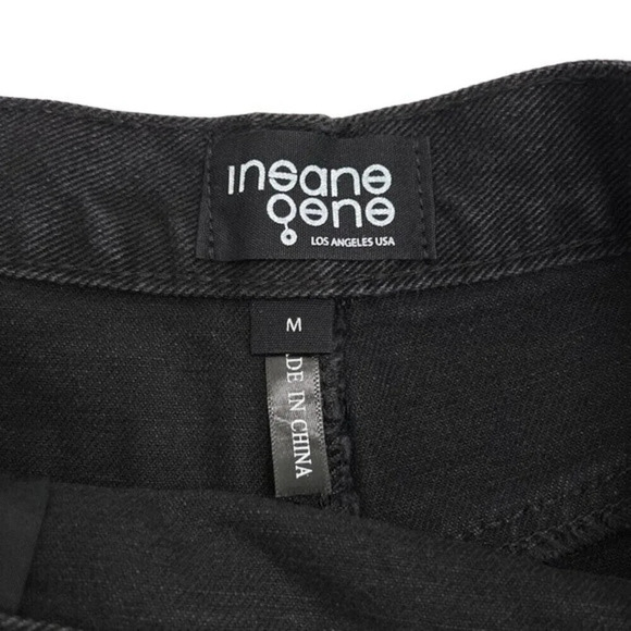 Insane Gene Hi-Rise Crossover Short Distressed Mom Jeans Shorts Black Y2K Size M - Picture 7 of 12